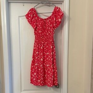 Jessica Simpson Red Floral Off-Shoulder Midi Dress